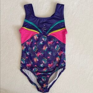 {Danskin} Freestyle | Abstract Print Shimmer Gymnastics Dance Leotard (M 7/8)